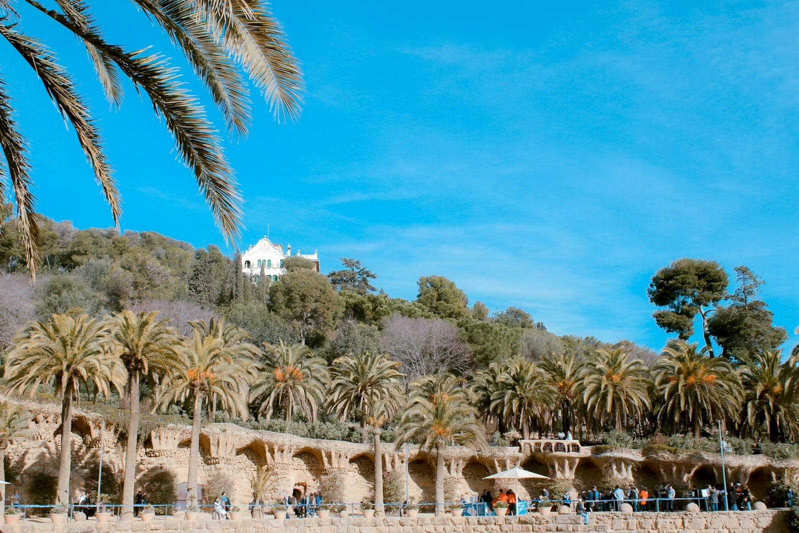 Parc Güell in Barcelona - underneath blue skies