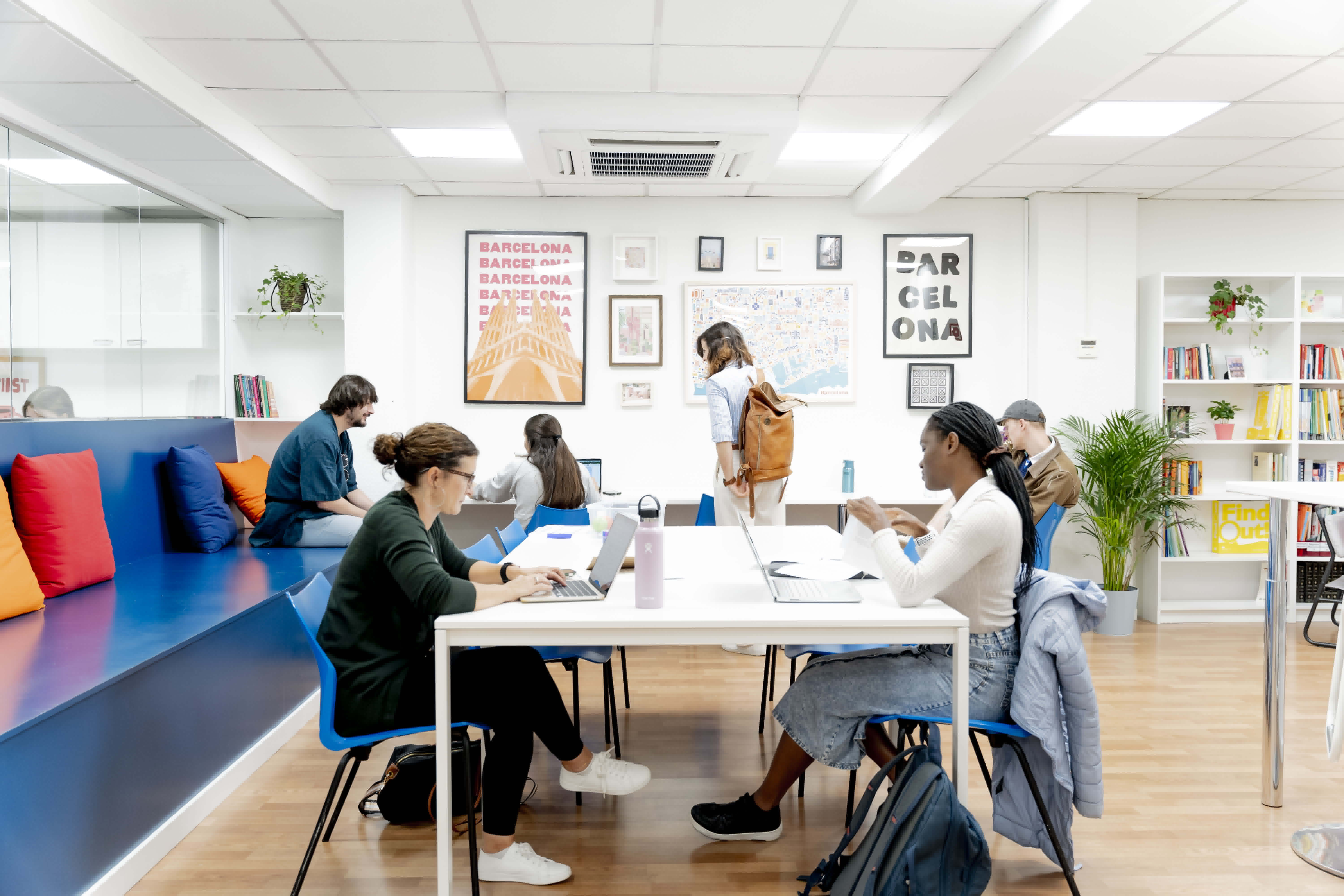 Students studying in the library