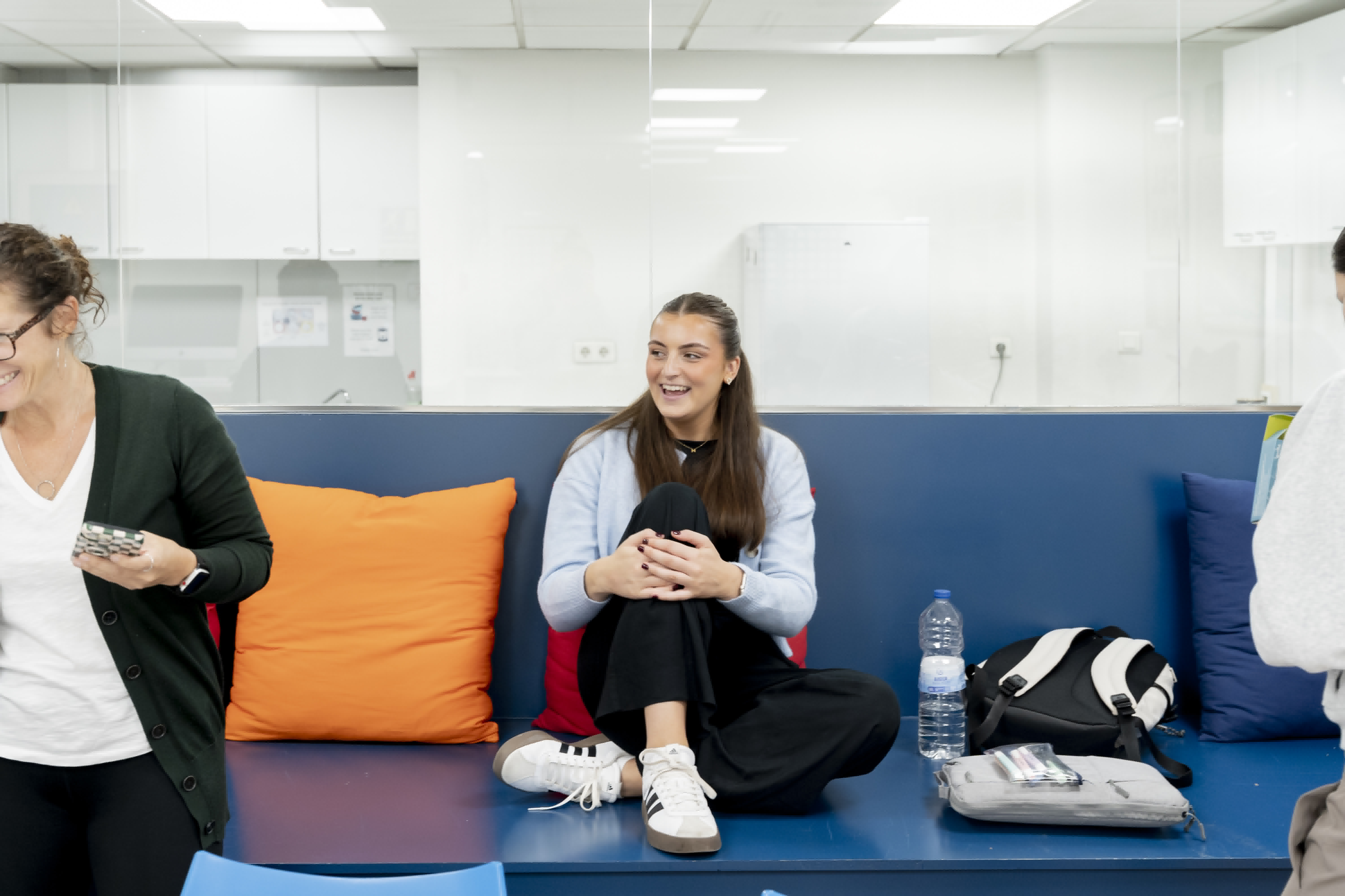 Students relaxing in the library