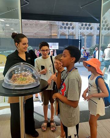 Summer camp group on an ice cream outing in Barcelona