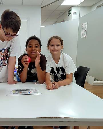 A small group working together in a Spanish class