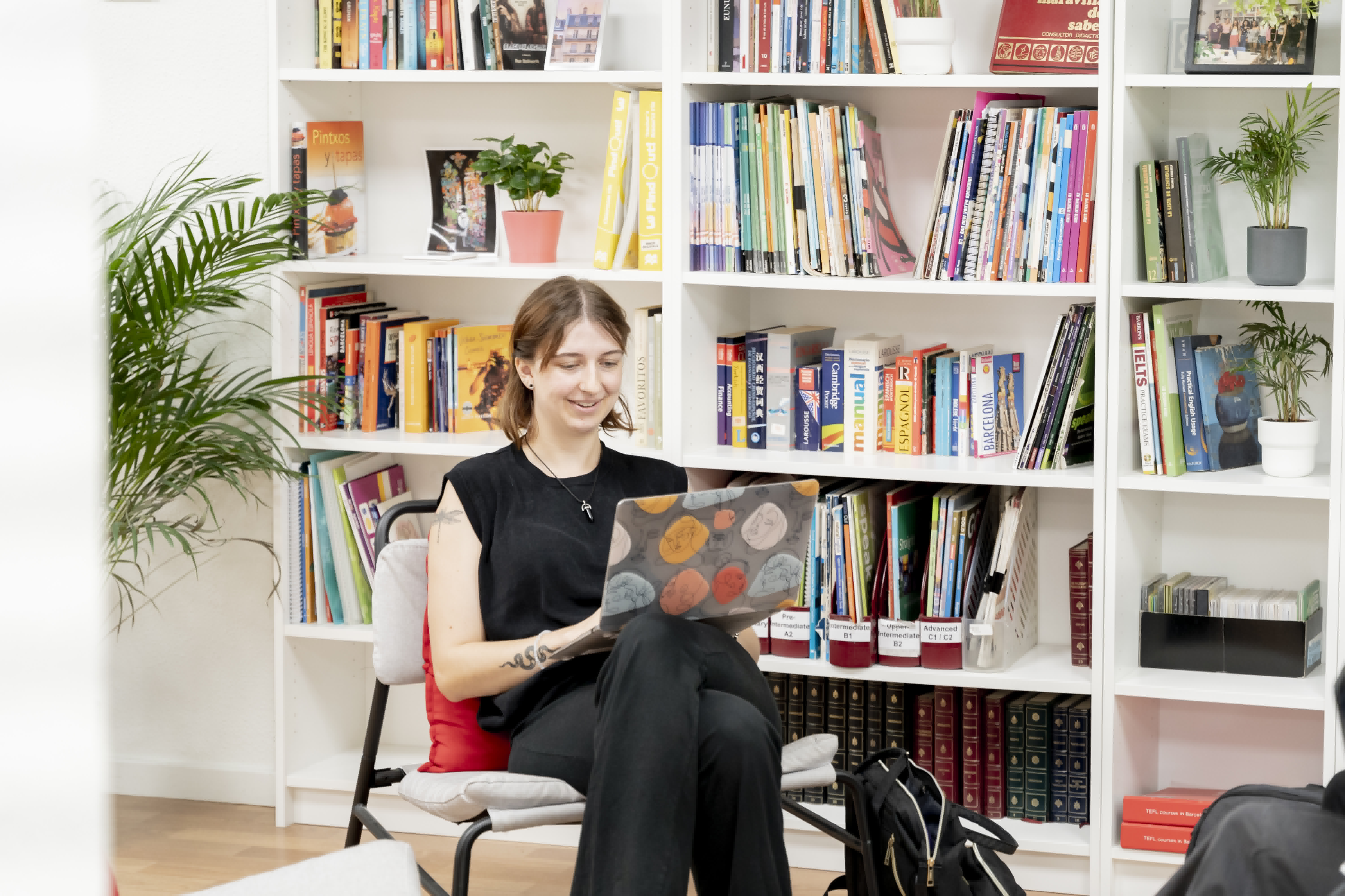 A student studying in the library