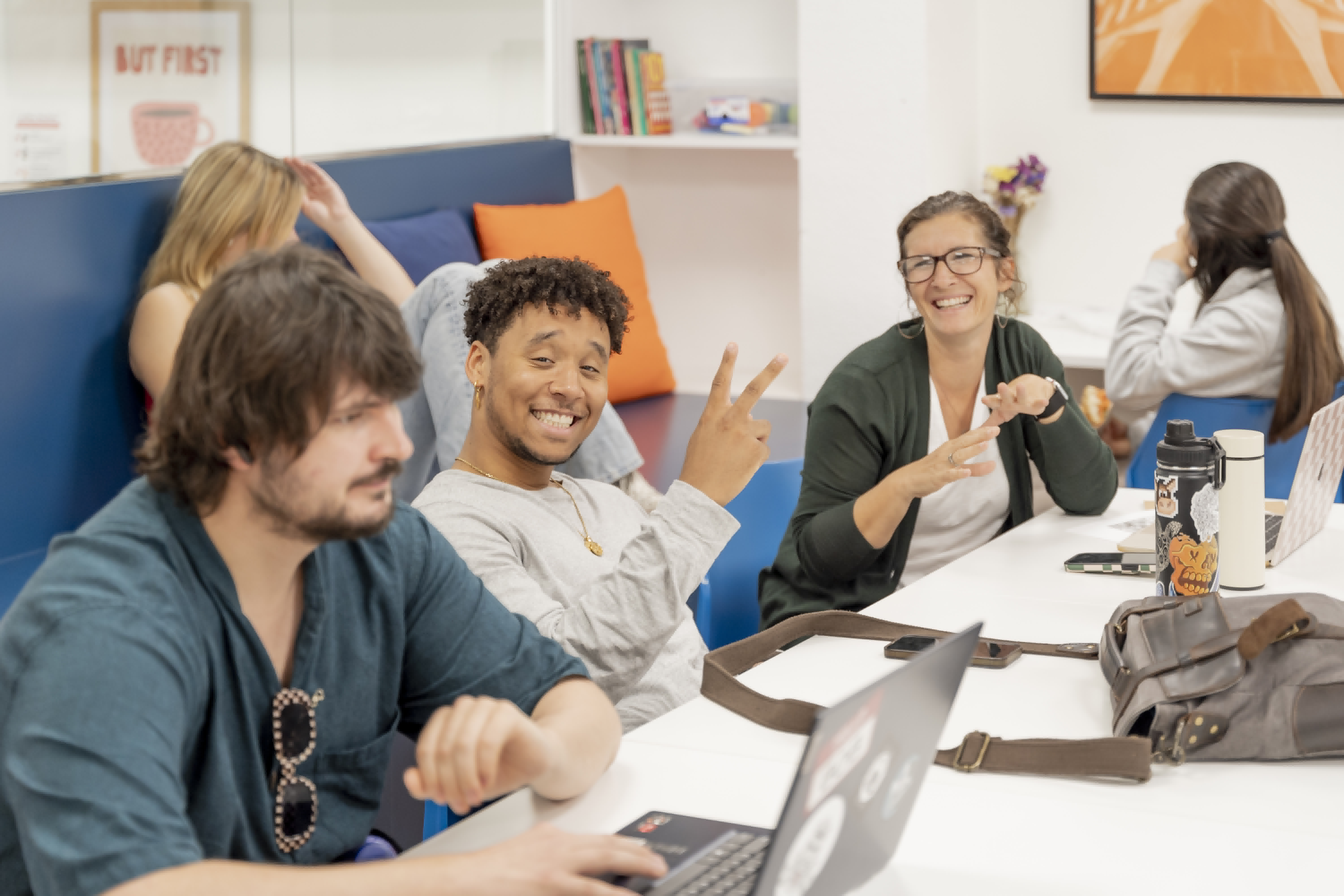 Students in the library
