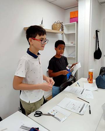 Students practising speaking Spanish in class